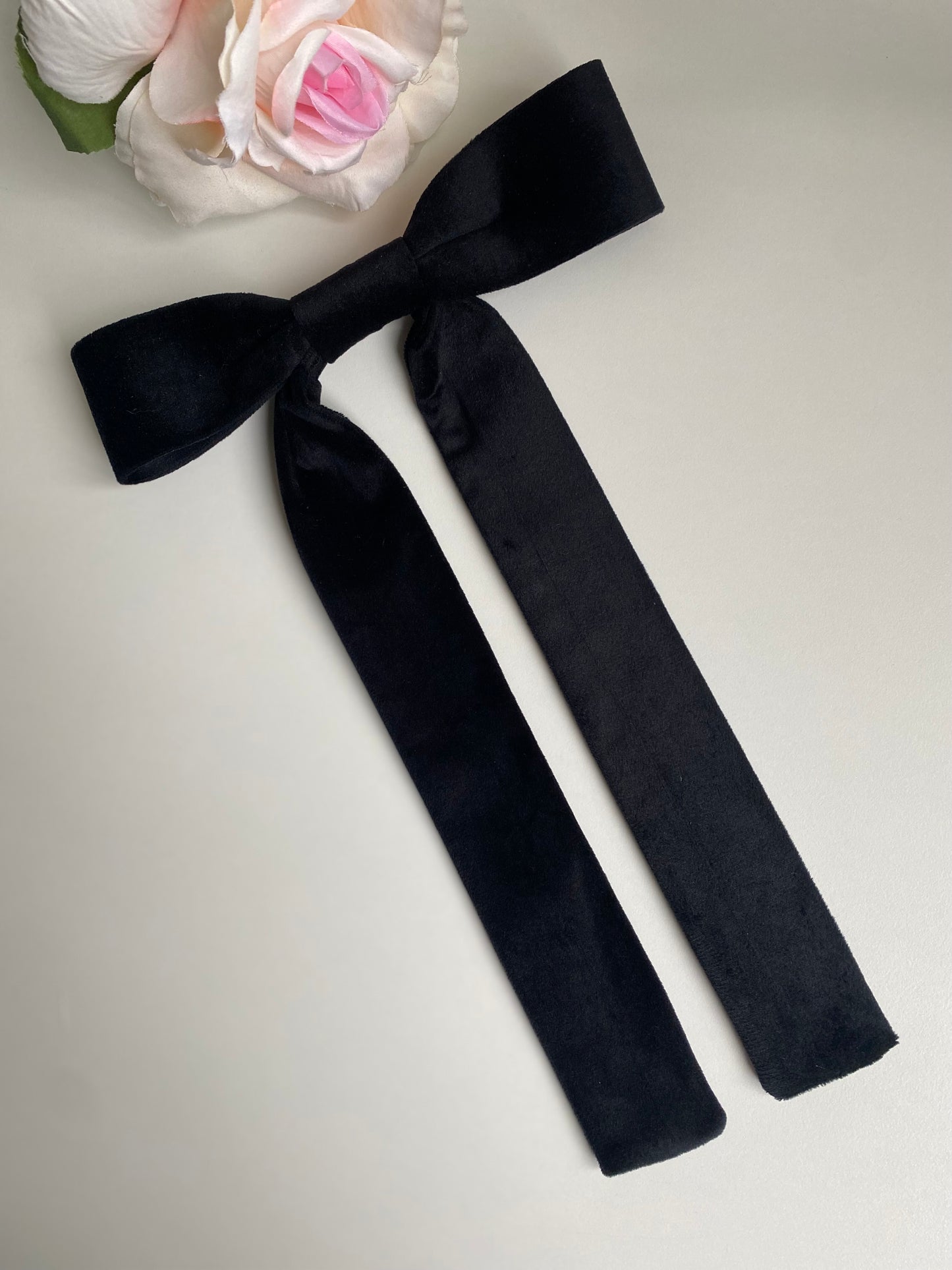 Black suede Hair Bow Clip