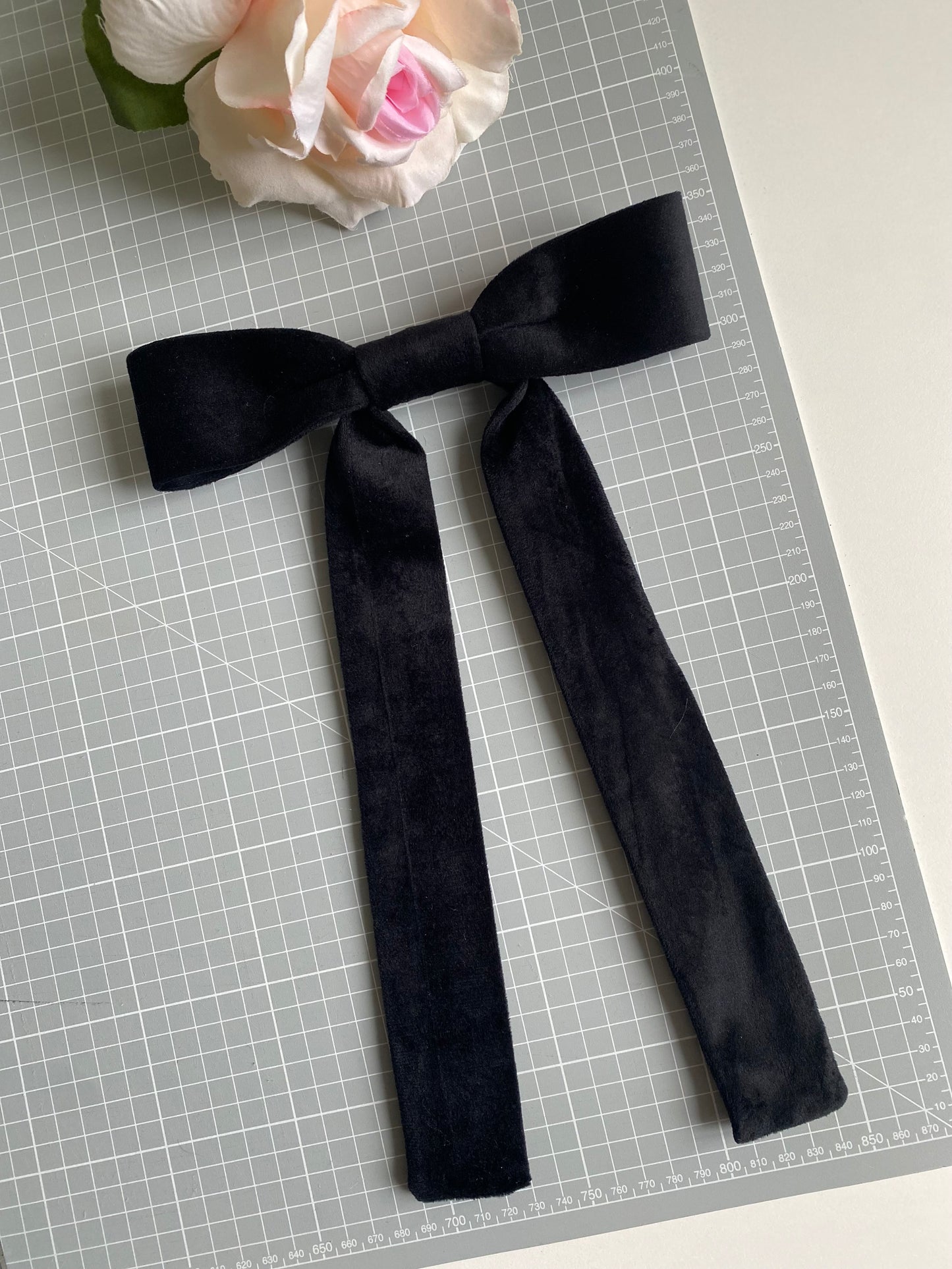 Black suede Hair Bow Clip