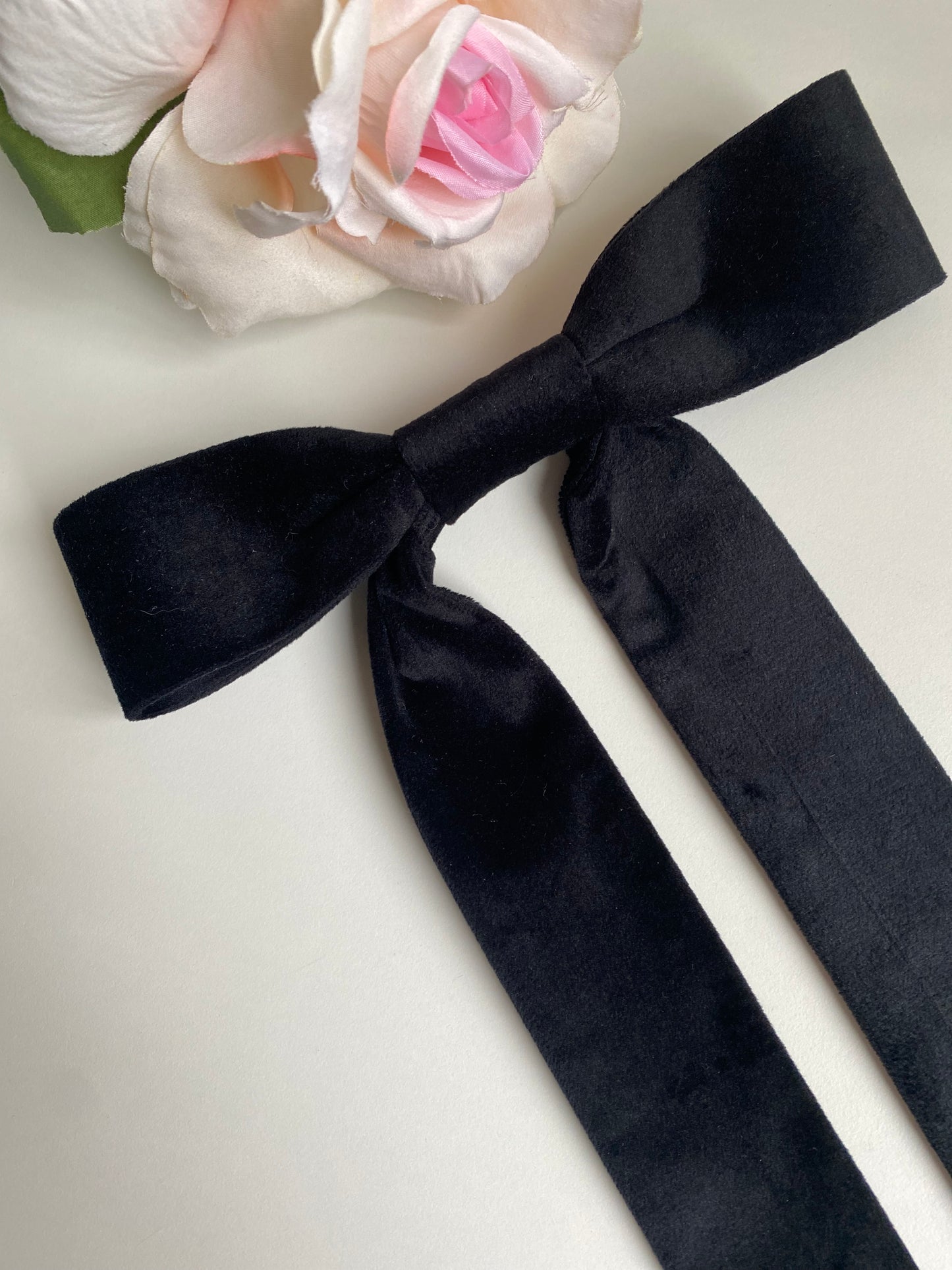 Black suede Hair Bow Clip